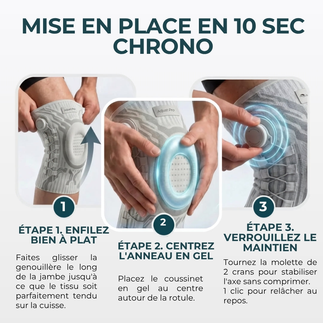 3D Adjust Pro™ — Genouillère à Maintien Articulé et Réglage Millimétrique